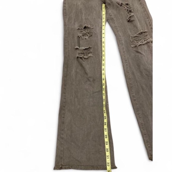 Altar’d State Straight Leg Bootcut Distressed Brown Denim Jeans, Women’s Size 28 - Picture 6 of 8